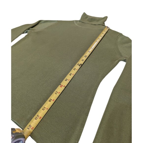 Ann Taylor 100% Silk Ribbed Turtleneck Sweater Women’s Size S – Olive Green - Picture 8 of 9